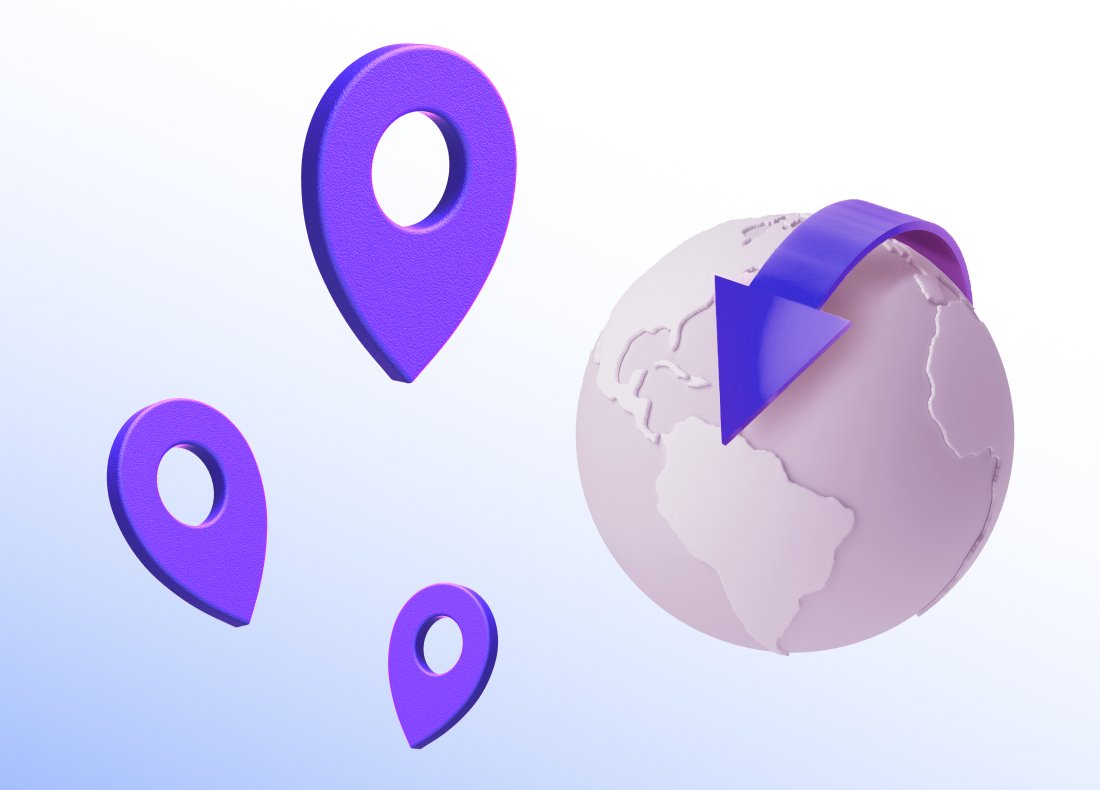 a globe icon next to three location icons