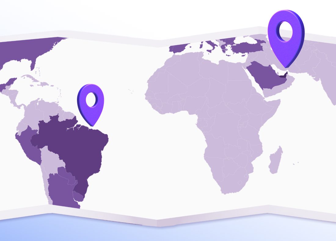 a purple world map