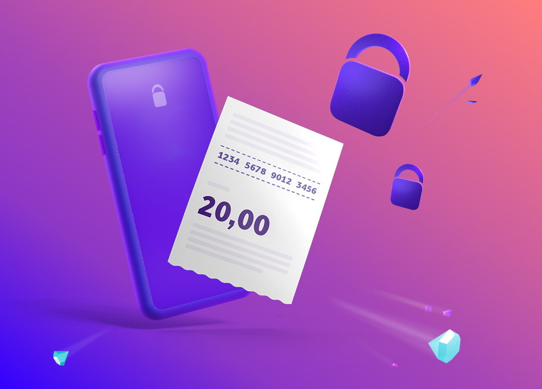 smartphone and paysafecard voucher icons on the pink gradient background
