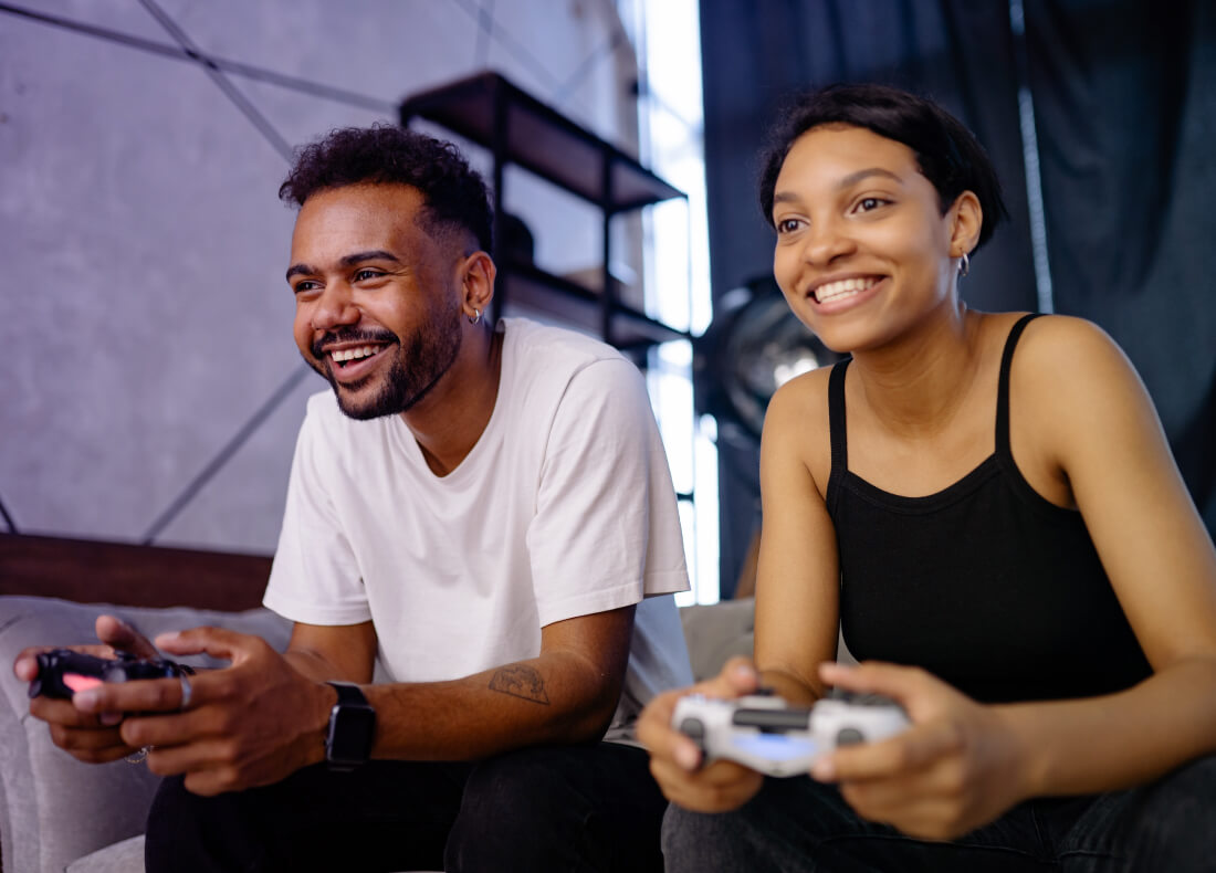 two people playing a video game